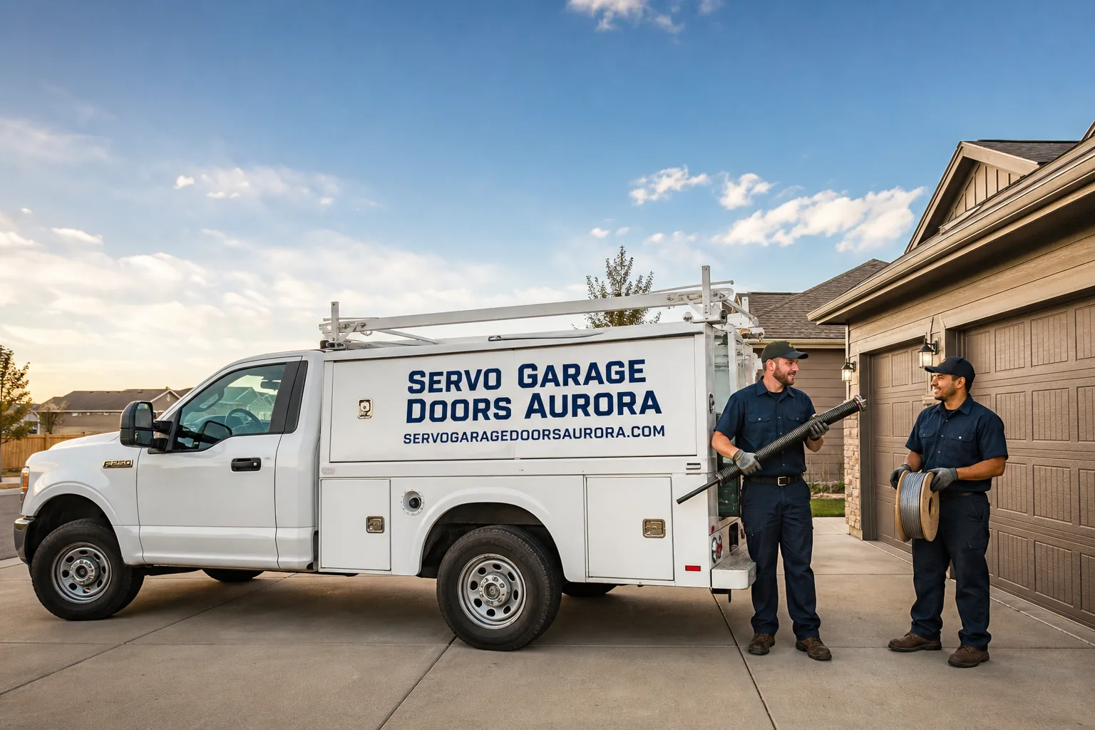 Servo Garage Doors Aurora garage door service vehicle and crew in Aurora, CO